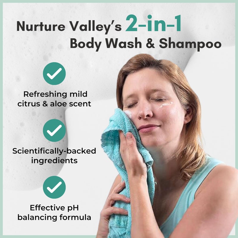 Nurture Valley Nurture Rinse Free Body Wash & Shampoo w/Aloe | Hospital Grade Hair & Body Waterless Cleansing Foam | Women, Camping, Elderly & Hospital Patients | Shower Bath Hand Soap for Sensitive Dry Skin - Image 4